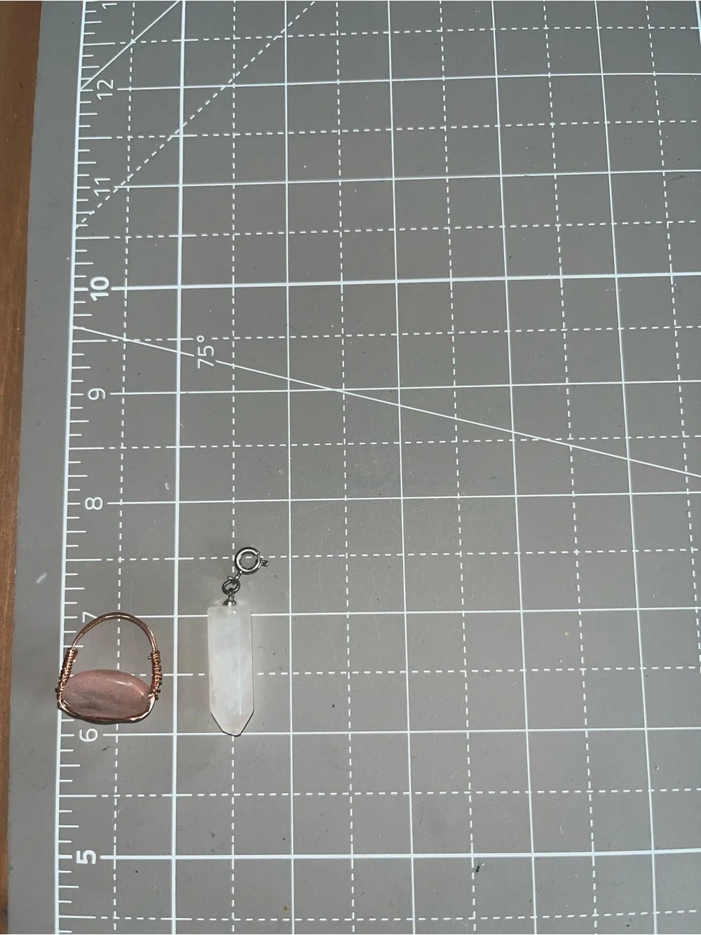 Rose quartz set copper wrapped ring handmade and silver jump clasp rose pendant